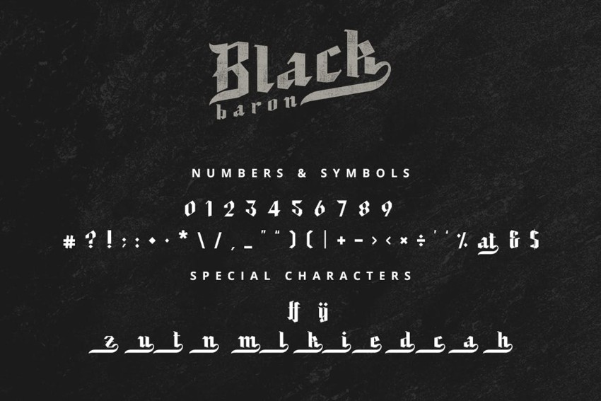 black baron gothic typeface